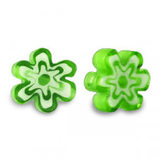 Millefiori beads flower 5-6x3mm - Spring green